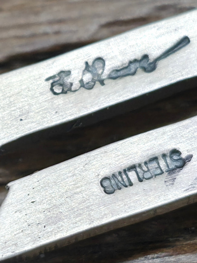 Stamped Sterling Silver Arrow Pendant by Bo Reeves - 2 in. by 1/2 in.