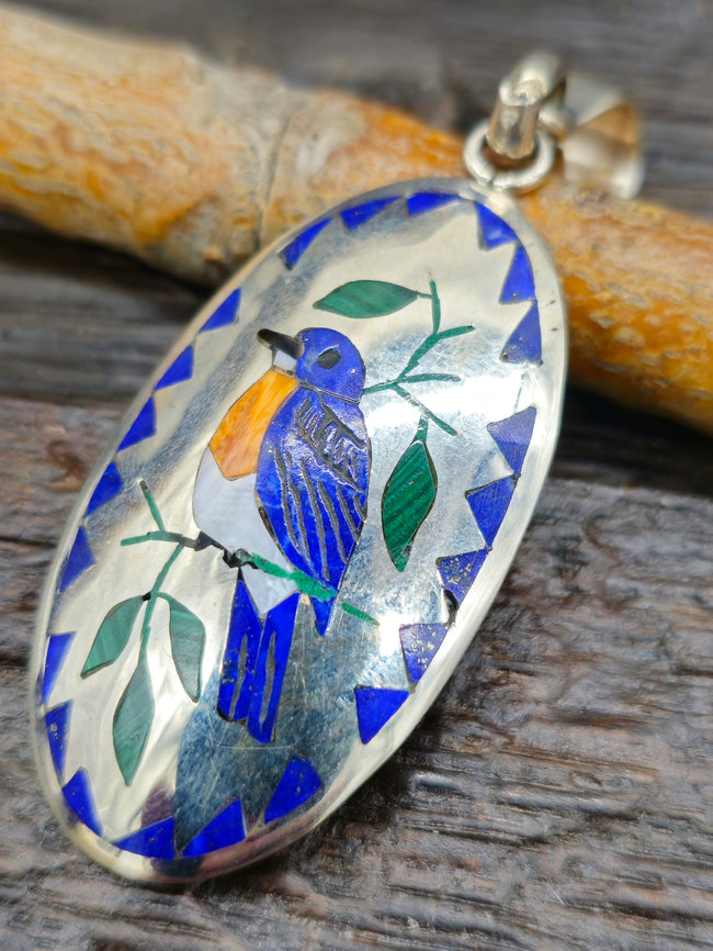Bluebird Inlay Pendant by Quinton Quam