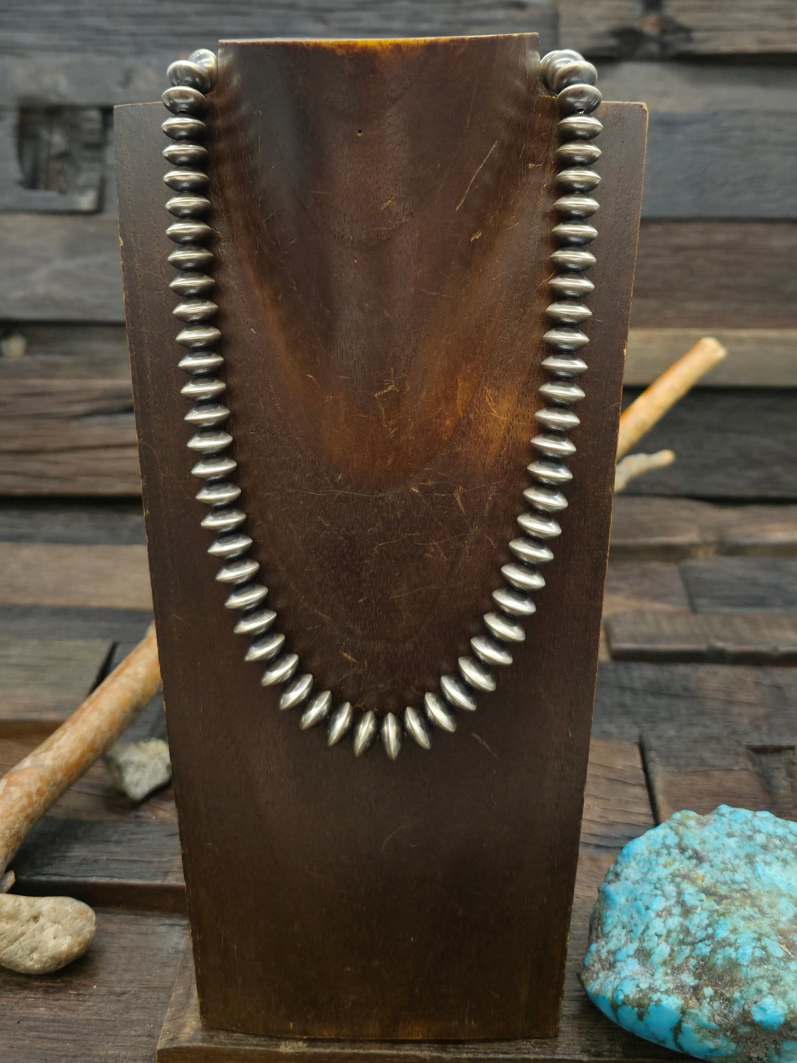 Sterling Silver Navajo Pearl Necklace by Bryannen Halwood - 18 in. 1/2 in. Rondelle