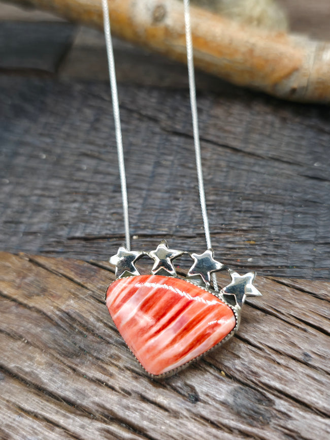 Sterling Silver Spiny Oyster Star Pendant on 18 in. Chain by Susanna Johnson - 1 in. by 1 in.