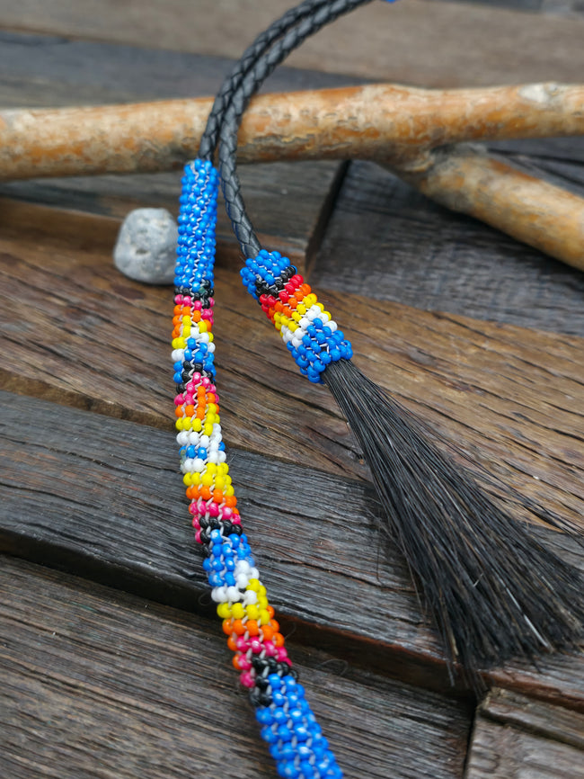 Blue Beaded Horsehair Hat Band - 40 in.