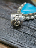 Stamped Sterling Silver and Campitos Turquoise Pendant by Jacob Troncosa