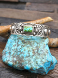Stamped Sterling Silver and Sonoran Turquoise Cuff by Dean Sandoval - 6 1/2 in. with Gap