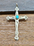 Vintage/Estate Sterling Silver Turquoise Cross Pendant