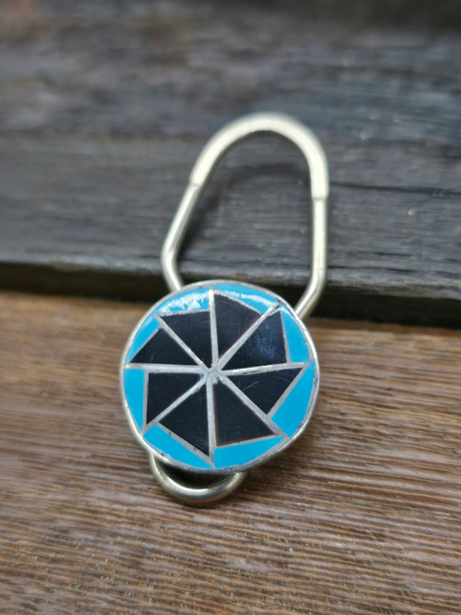 Turquoise and Jet Inlay Keychain by Dena Chavez