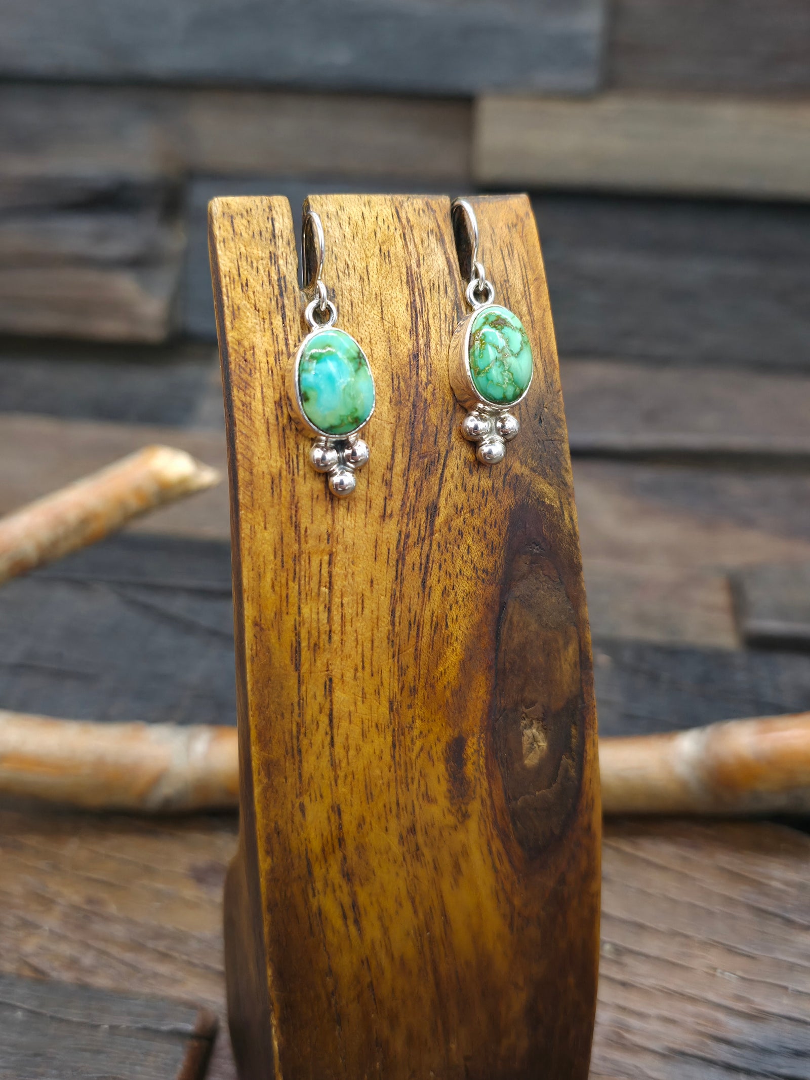 Sonoran Gold Turquoise Oval Hook Dangle Earrings - 1 1/2 in. by 3/8 in.
