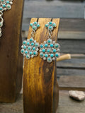 Sterling Silver Turquoise Snake Eye Lariat Necklace and Earring set by Dillion Cheama - 20 in.