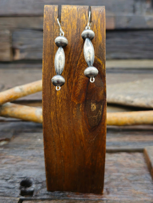 Sterling Silver Oxidized Bead Earrings by Dorinda Mariano