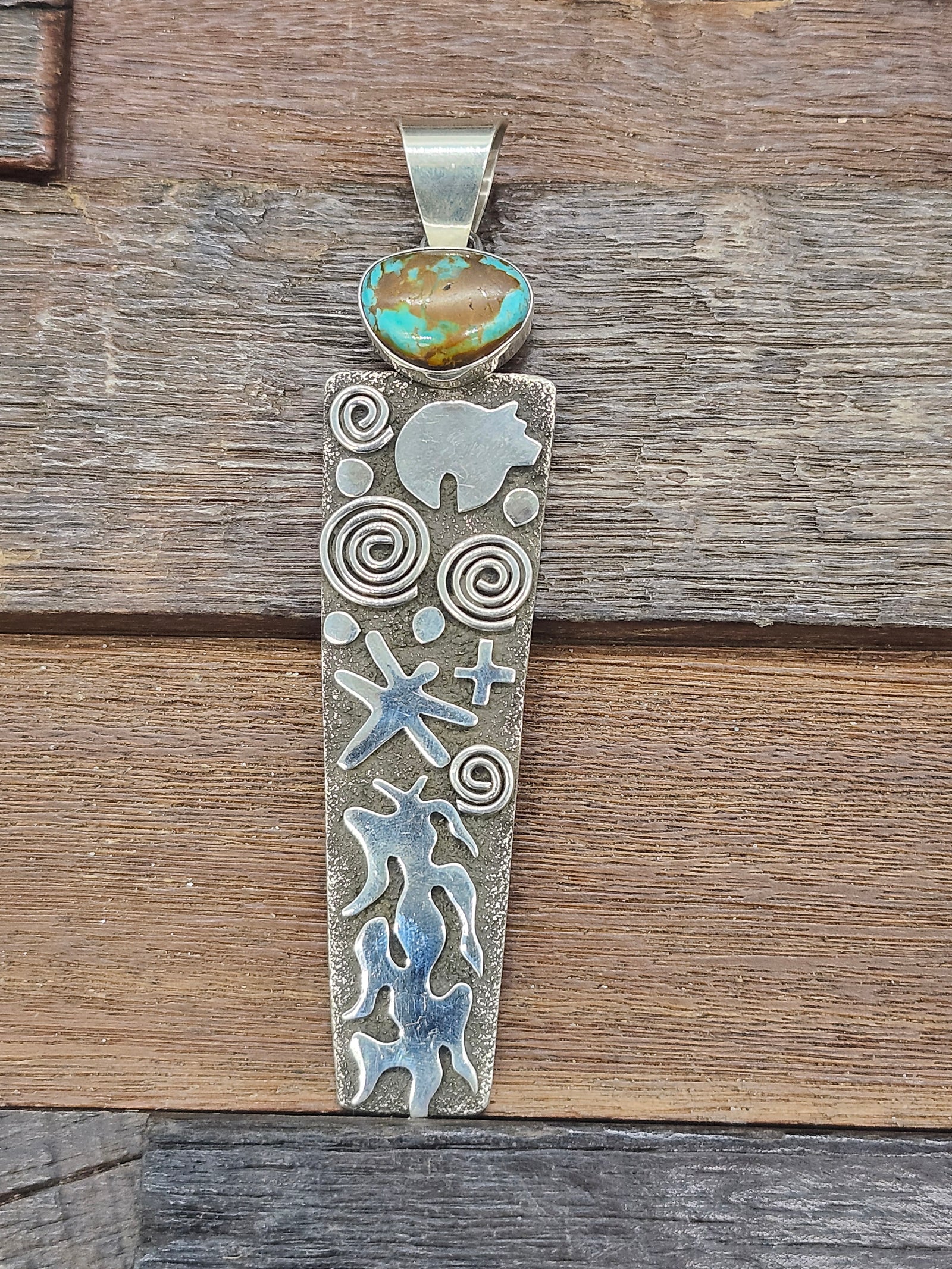 Sterling and Turquoise Large Pendant by Alex Sanchez