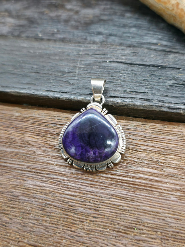 Sterling Silver Sugilite Pendant with Sawouts