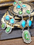 Blue and Green Turquoise Lariat Necklace and Earring Set by LaRose Ganadanegro
