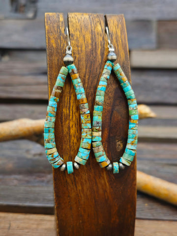 Turquoise Chip Loop Earrings by Fred Archuleta