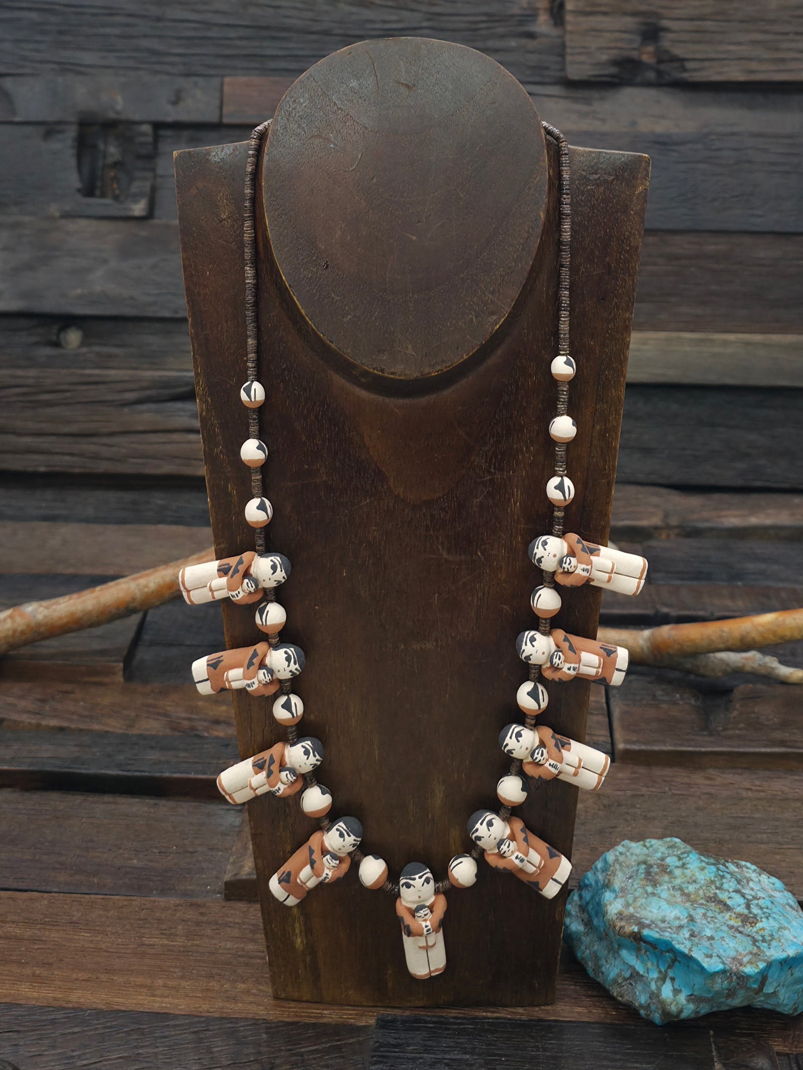 Standing Clay Storyteller Necklace by Angel Bailon - 22 in.