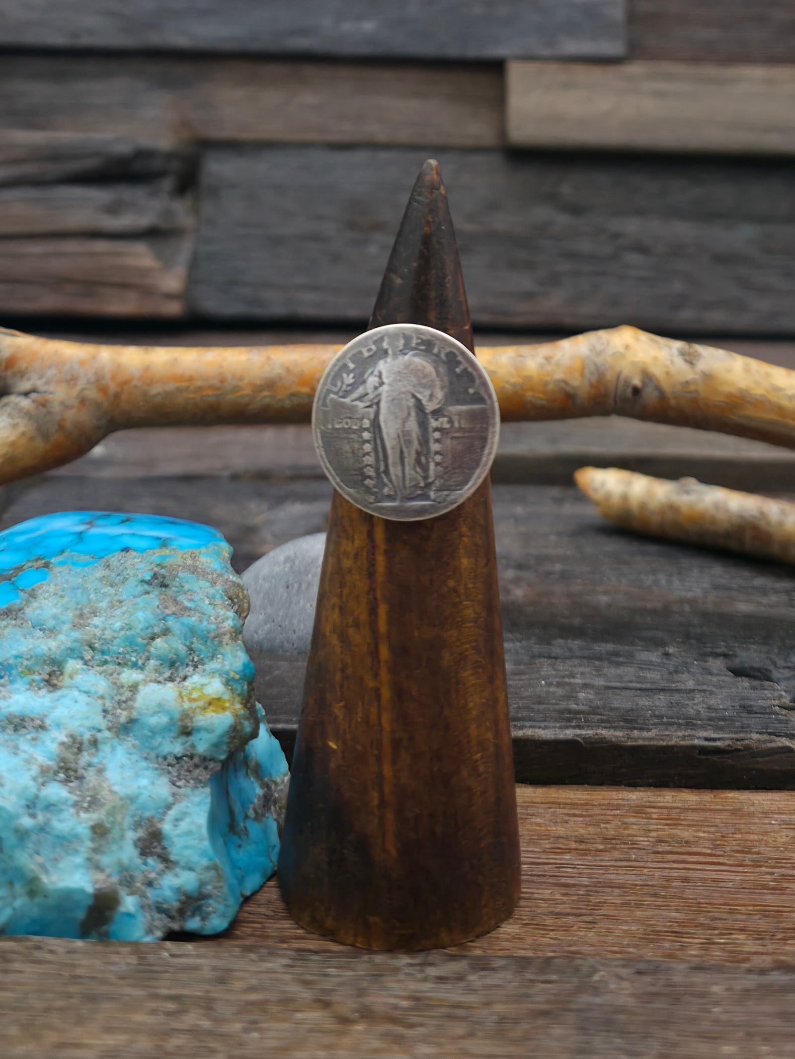 Liberty Quarter Ring with Sterling Silver Band - Size 8 1/2