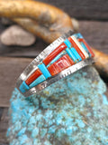 Multistone Sterling Silver Cobblestone Inlay Cuff by David Tune - 6 1/2 in. w/gap