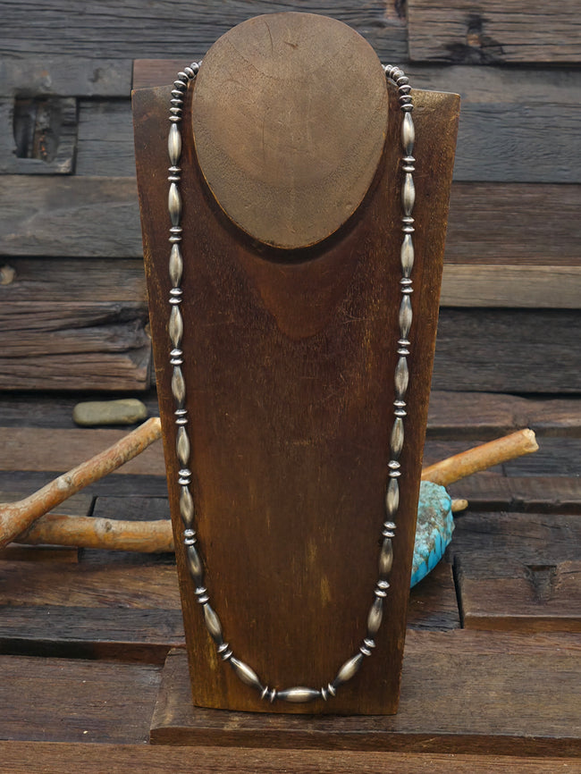 Oxidized Sterling Silver Melon Bead Necklace - 26 in.