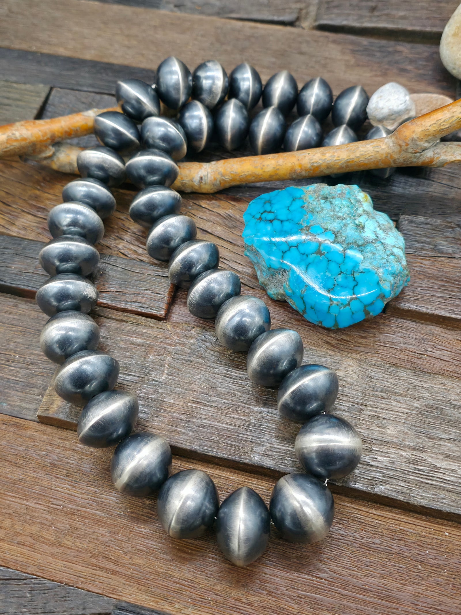 Extra Large Sterling Silver Saucer Bead Necklace by Michelle Jameson - 32 in. 28 mm.