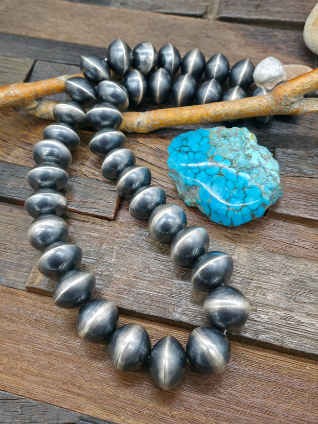 Extra Large Sterling Silver Saucer Bead Necklace by Michelle Jameson - 32 in. 28 mm.