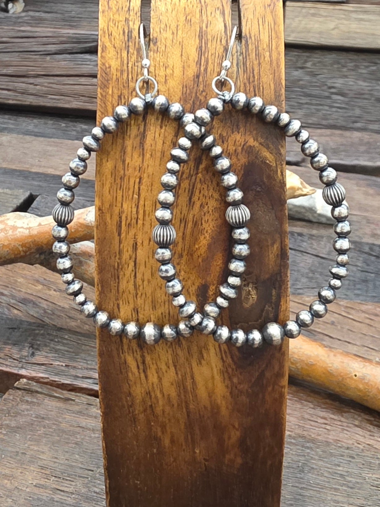Sterling Silver Mixed Bead Dangle Earrings - 3 1/8 in. by 2 in.