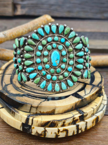 Oversize Sterling Silver Turquoise Hoop Earrings