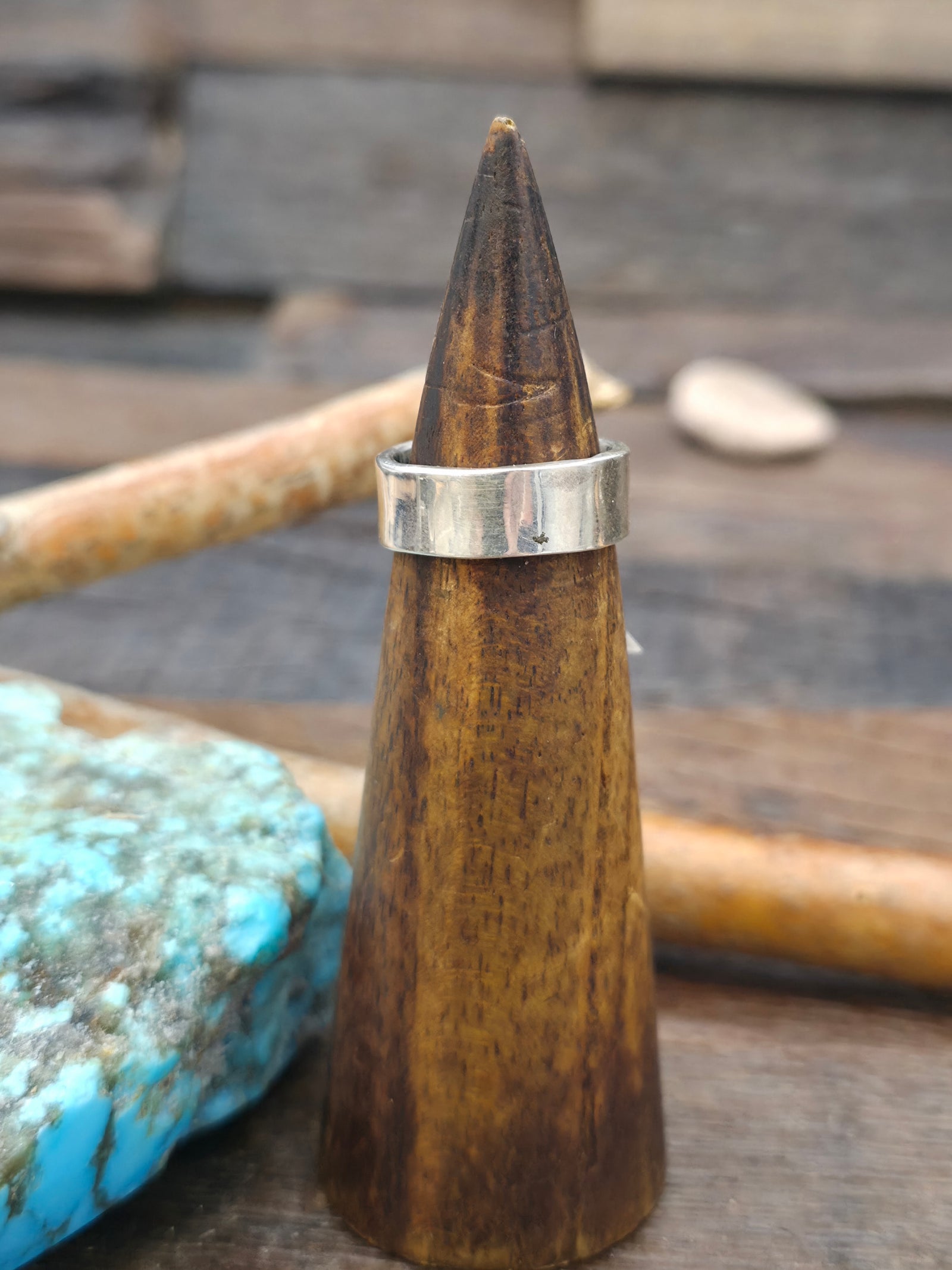 Sterling Silver Band Ring with Interior Stamp Work by Sunshine Reeves - Size 7 1/2 - Designs Vary