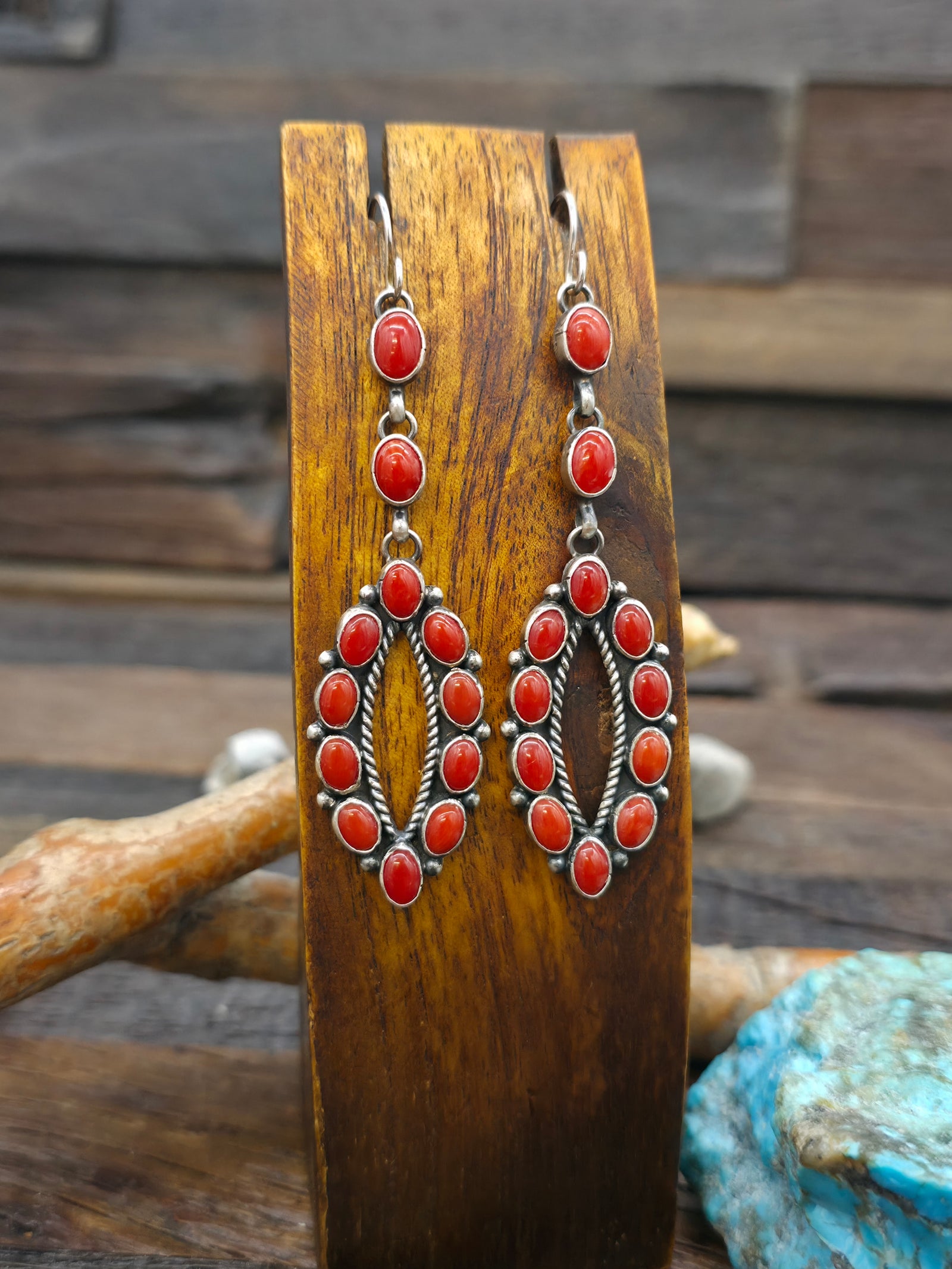Coral Oval Hook Dangle Earrings by Annie Hoskie