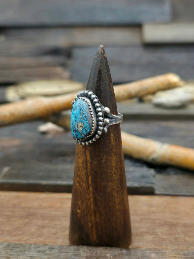 Sterling Silver Kingman Turquoise Ring by LaRose Ganadanegro - Size 7