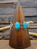 5 Stone Turquoise Link Bracelet by Rosella Paxton - 7 1/2 in.