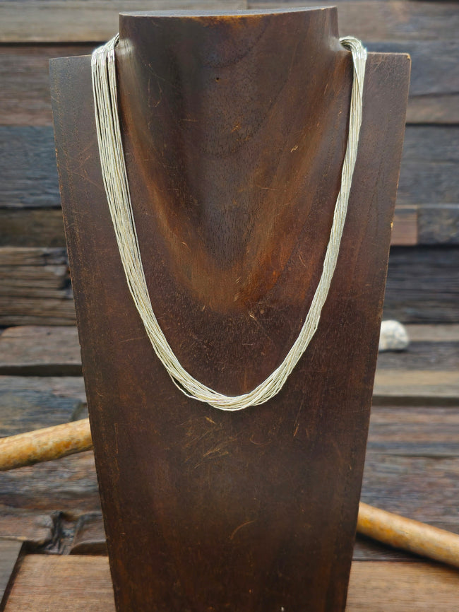 15 Strand Liquid Silver Necklace - 16 In.