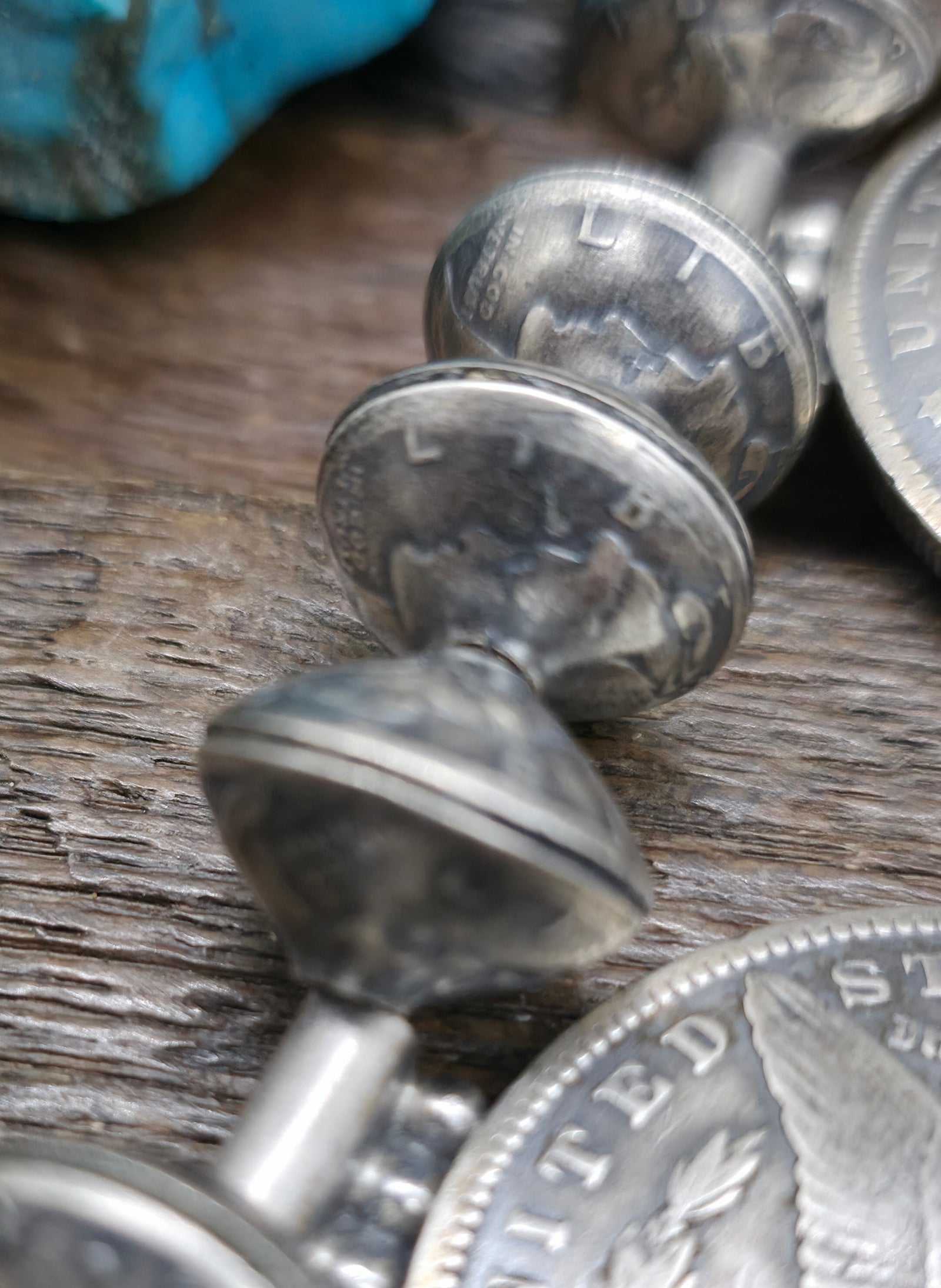Eagle Dollar Coin Silver Squash Blossom Necklace with Mercury Dime Beads - 26 in.