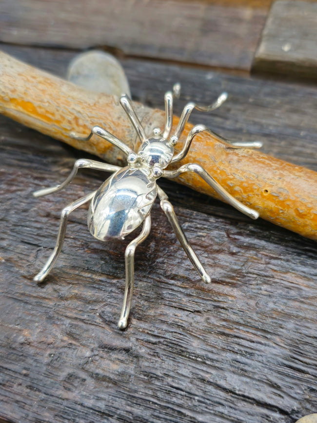 Sterling Silver Spider Pin by Effie Garfield