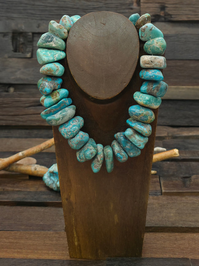 Chunky Sky Horse Turquoise Nugget Necklace - 18 in.