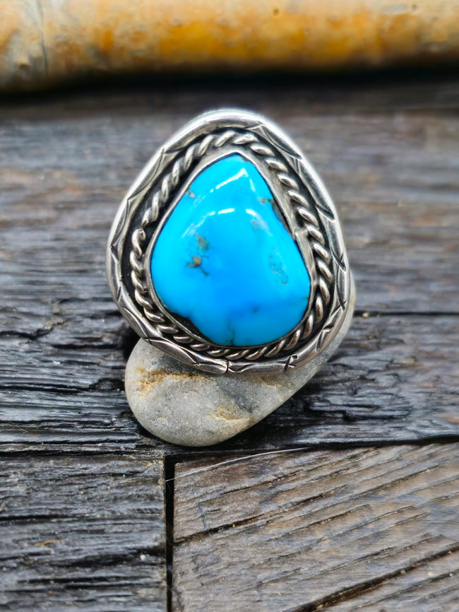 Vintage/Estate Turquoise Sterling Silver Ring - Size 13