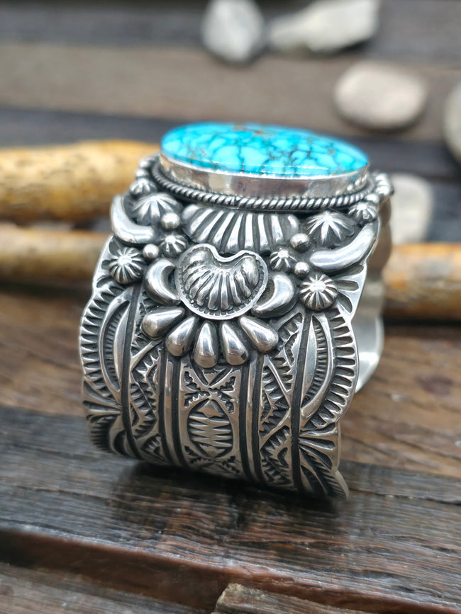 Sterling Silver Kingman Turquoise Cuff Bracelet by Tsosie White - 6 1/2 in. with Gap