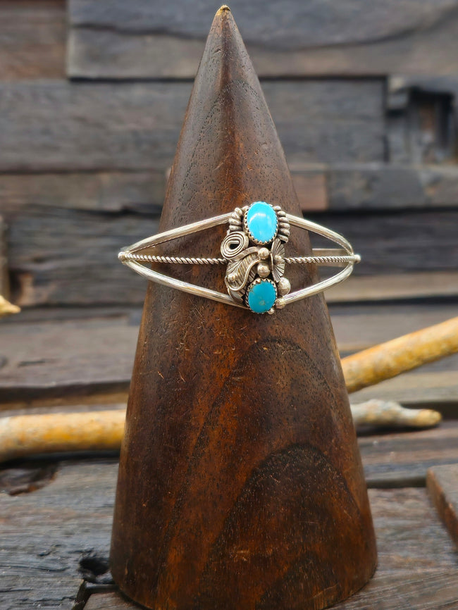 Turquoise and Sterling Silver Bracelet by Carolyn Nez 6 1/2 in
