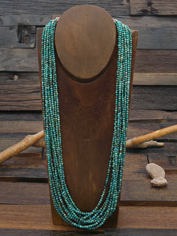 Two Strand Blue Turquoise Nugget Necklace with Small Green Turquoise Beads - 21 in. plus 2 in. Extender