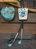 Sterling Silver Overlay with Water Web Kingman Turquoise Bolo Tie by Eugene Belone - 38 in.