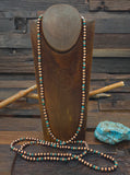 Super Long Copper and Turquoise Bead Necklace - 60 in.