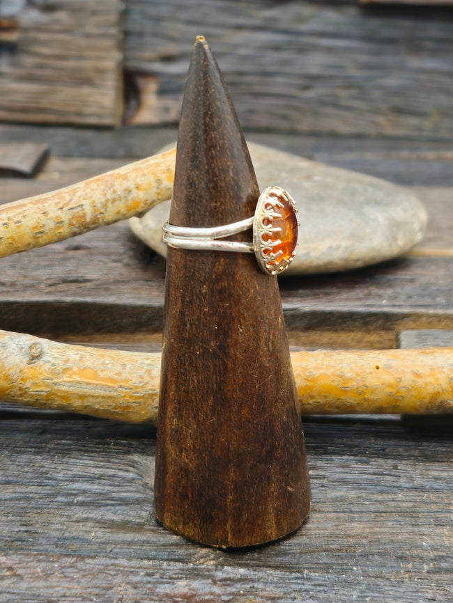 Sterling Silver Amber Ring by Jeff Lucio Size 10