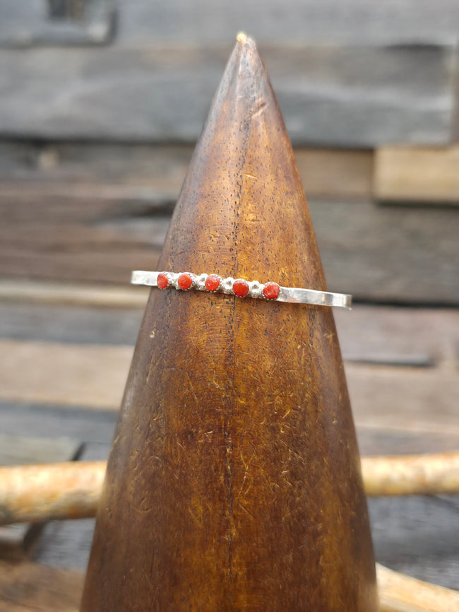 Coral and Sterling Silver Baby Bracelet by Judy Lincoln - 4 1/2 in.