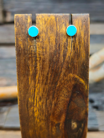 Turquoise Bear Paw Sterling Silver Shadowbox Hook Earrings by Janice Spencer