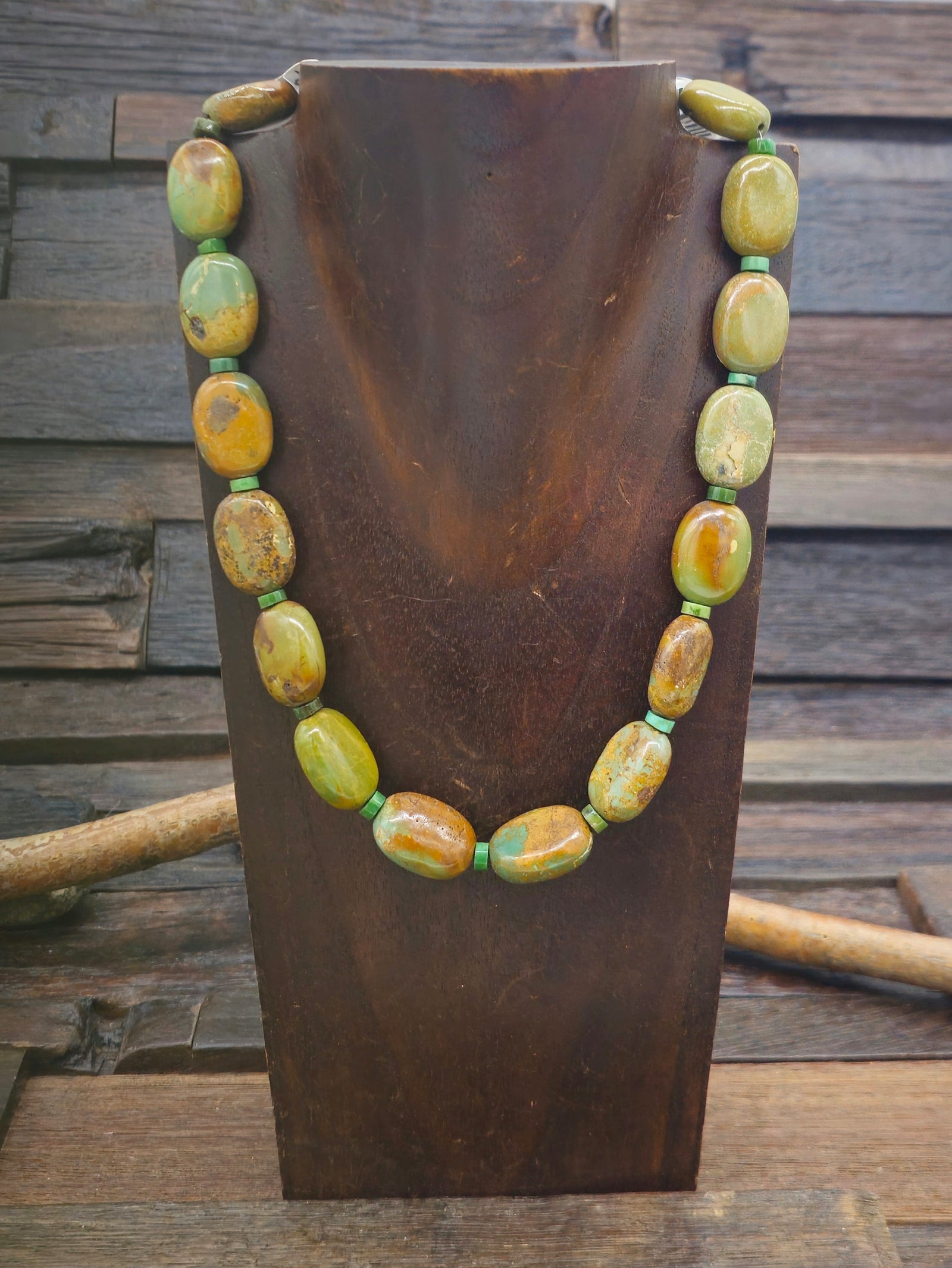 Green Sky Horse Turquoise Stone Bead Necklace - 19 in.