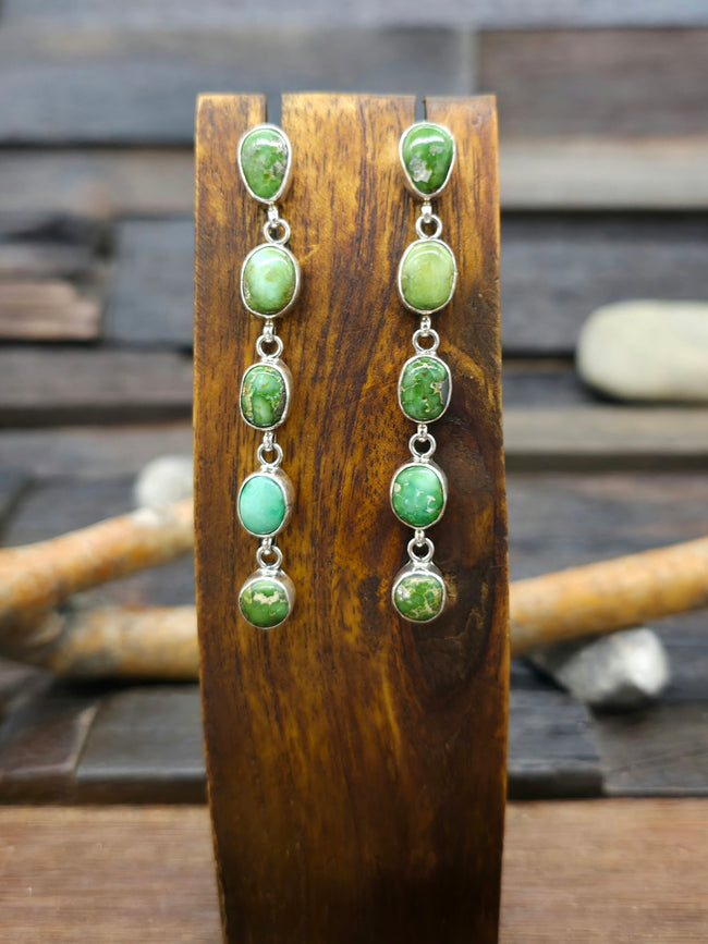 Sterling Silver Five Stone Sonoran Turquoise Earrings