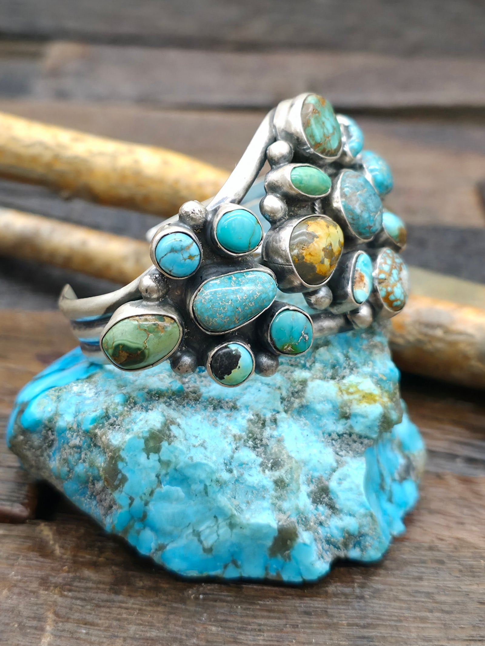 Sterling Silver Skyhorse Turquoise Cuff Bracelet by Bobby Johnson - 6 1/2 in. with Gap