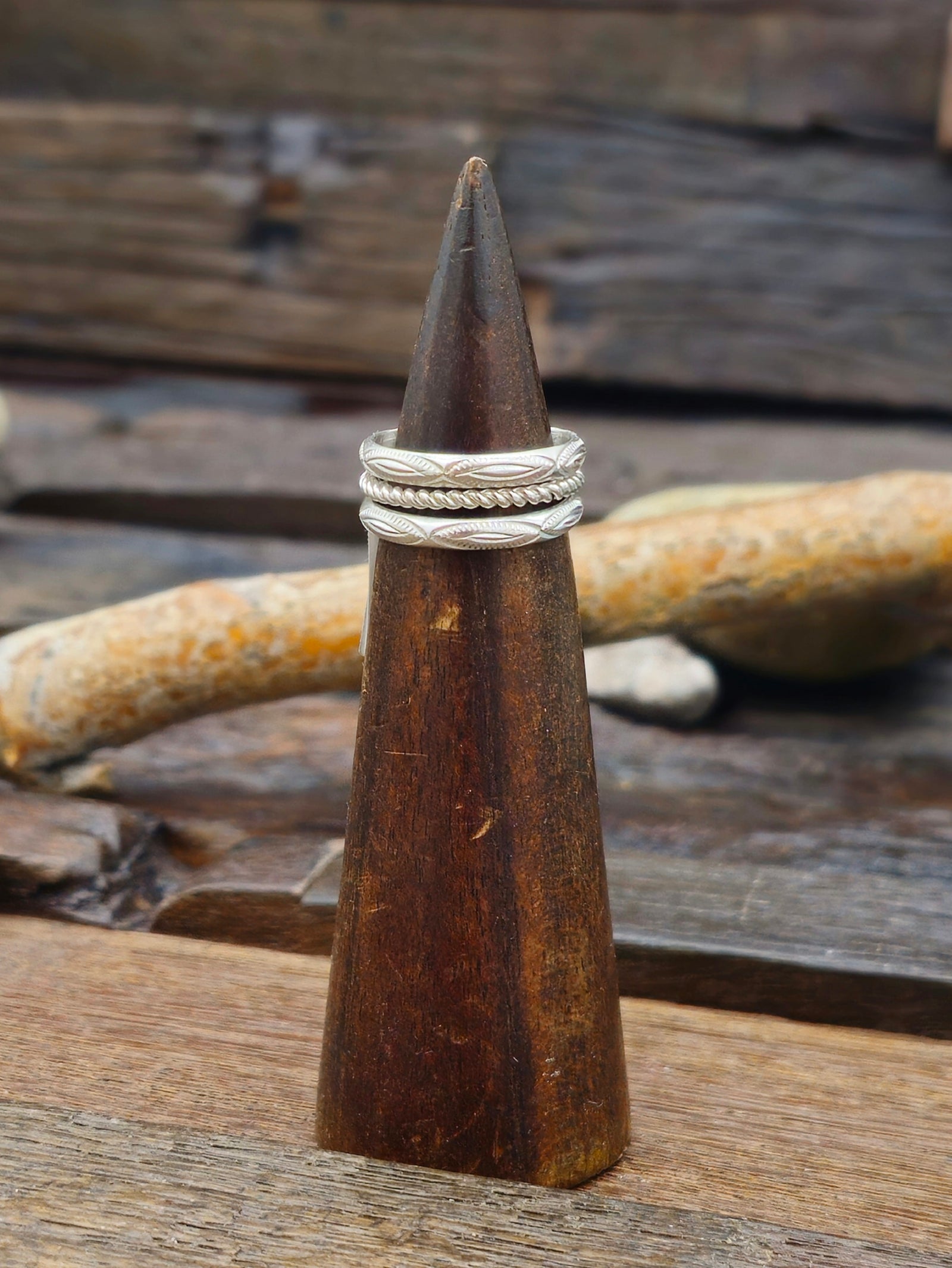 Sterling Silver 3 Ring Stack - Size 6 1/2