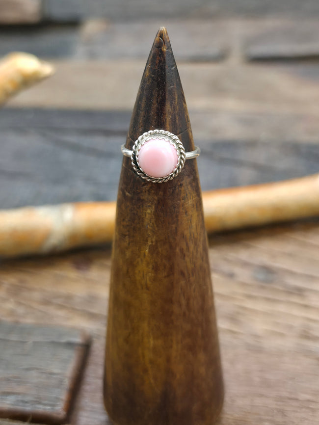 Round Sterling Silver Pink Conch Ring by Esther White - Size 5