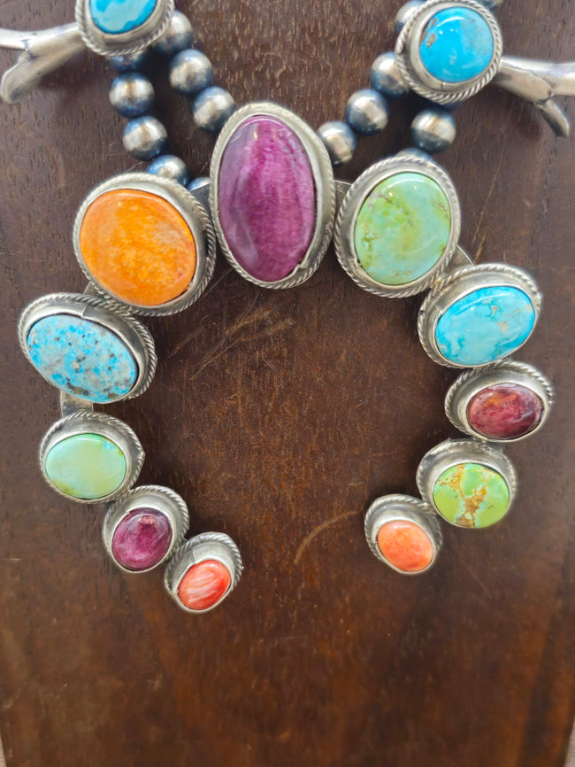 Multi-Stone Navajo Squash Blossom by Lydia Begay