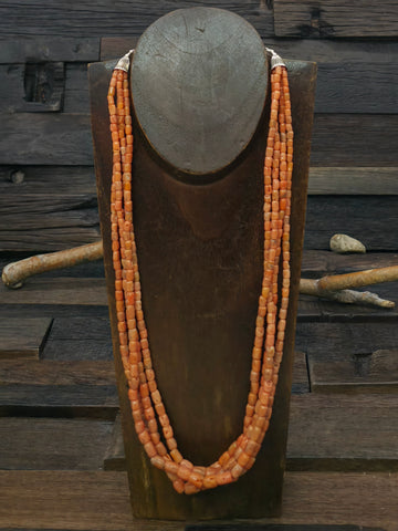 Five Strand Turquoise and Heishi Bead Necklace with Sterling Silver Caps by Mel Masquat - 22 in. plus 4 in. Extender