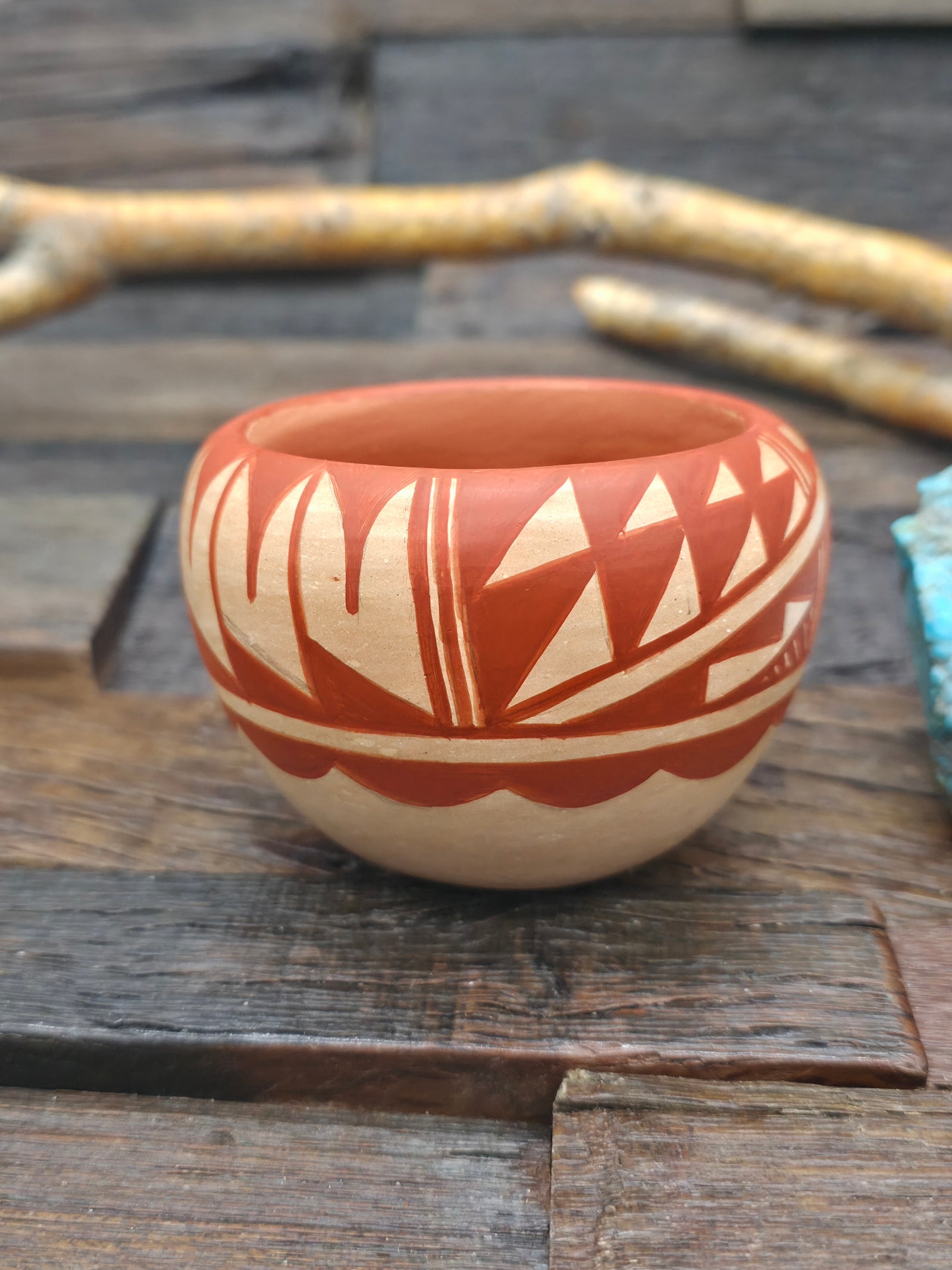 Handmade Painted Jemez Pot by Michelle Mora - Red - 2 1/4 in. by 3 in. by 3 in.