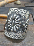 Repousse Stamped Sterling Silver Bracelet by Elvira Bill - 7 in. with Gap